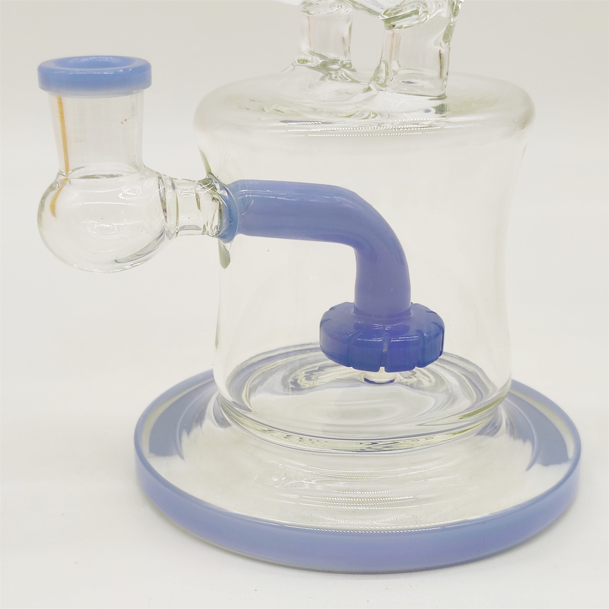 2024 klare cremeblaue Zwillingsräder 9-Zoll-Glasbongs Wasserpfeife Bong Tabakraucherrohr 14 mm Schüssel Dab Rig Recycler Bubbler-Rohre