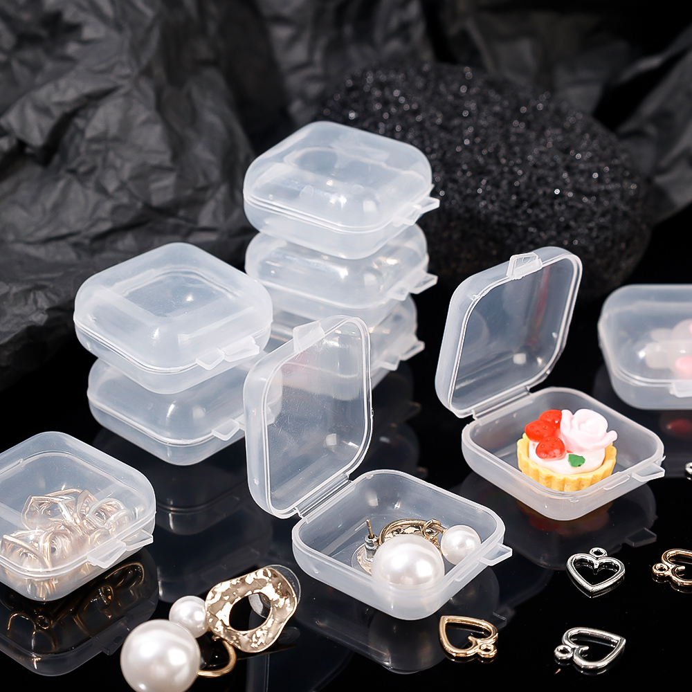 1-Boîte à bijoux carré en plastique Piltable Pilule Pilule Rangement Conteneurs Organisateur BILLES BILLES ÉTAUCHE ENTALAGE 35 mm
