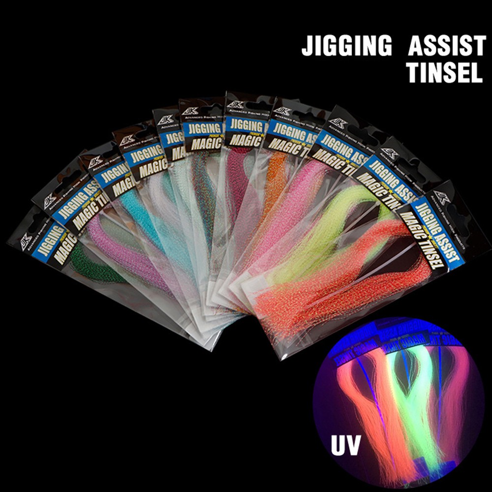 Glödmaterial UV -holografisk glitter Twisted Fly Tying Crystal Jigs Hook Assist Super Soft for Fly Tying Assist Hook Binding