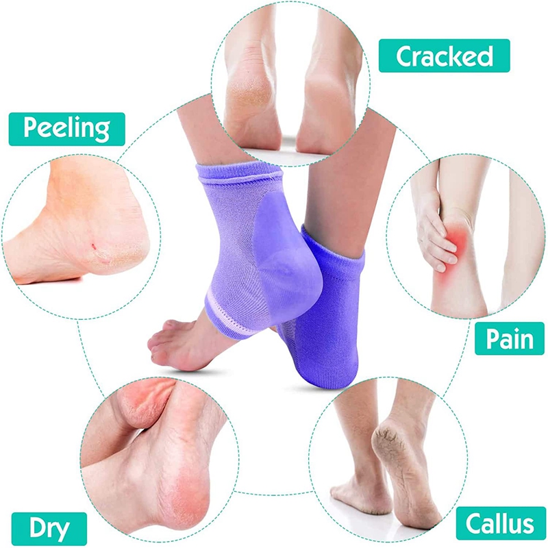 Meias de gel de manga de silicone Meia de salto hidratante para inserções de protetor de reparo de pés para os pés seco Cuidado com alívio inserções da dor