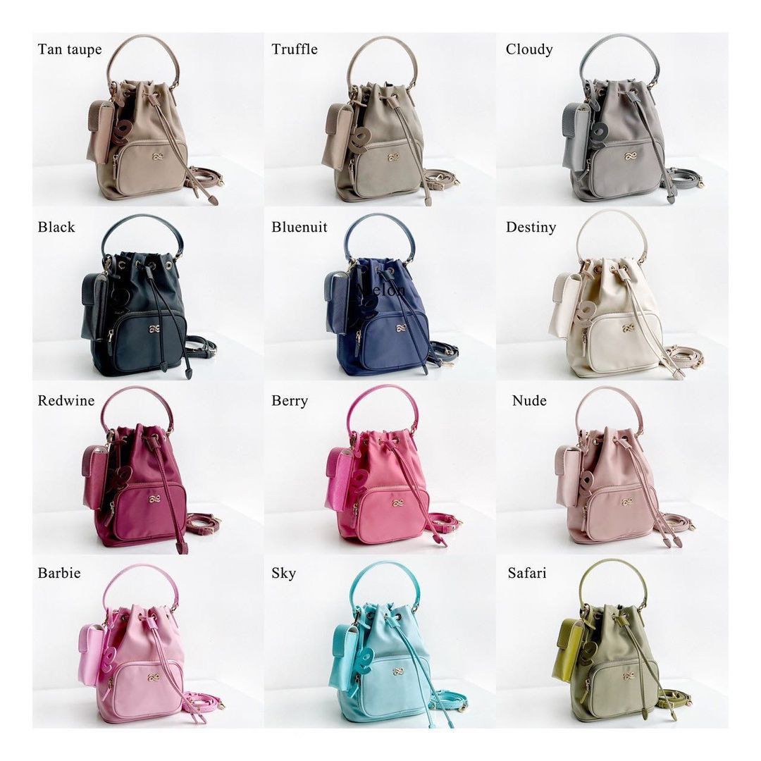 House of Little Bunny Bucket Bag Spring/Summer 2024 Small Solid Handbag Thailand Bunny Original Material PU Bucket Handbag with Shoulder Strap Cross Body for Ladies