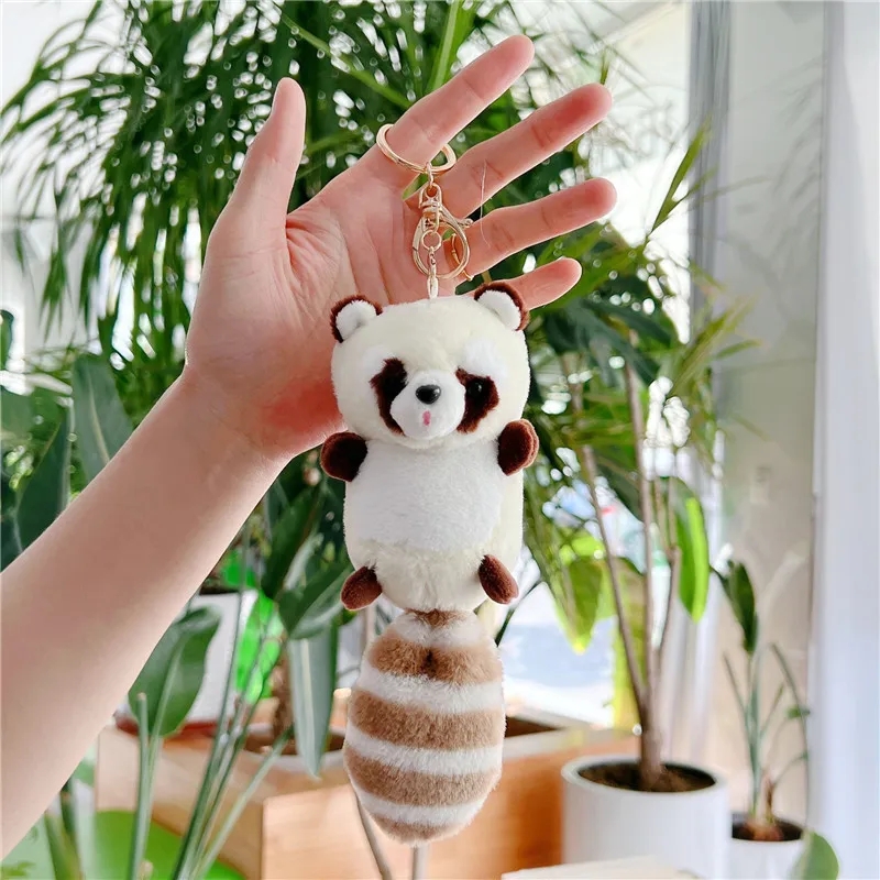 2024 Hot Sale Wholesale Raccoon Plush Pendant Soft Key chain Boys And Girls Bag Accessories Doll Machine Doll Birthday Gift Plush Toy