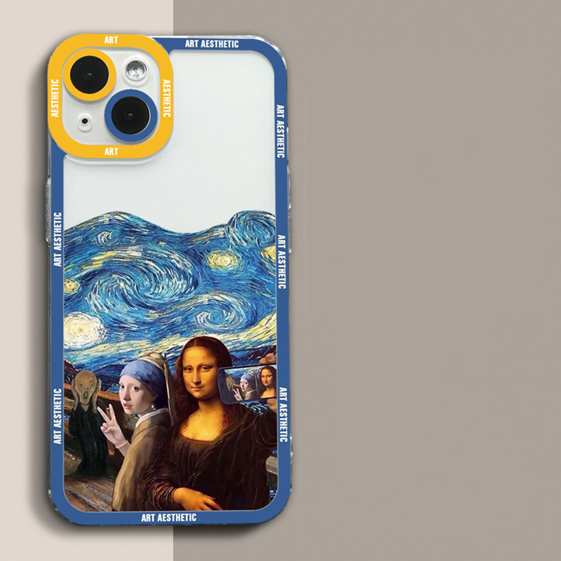 Ottima estetica artistica David Mona Lisa Custodia telefono Clear iPhone 15 14 13 11 Pro Max Mini XS XR SE 7 8 15 Plus Cover soft