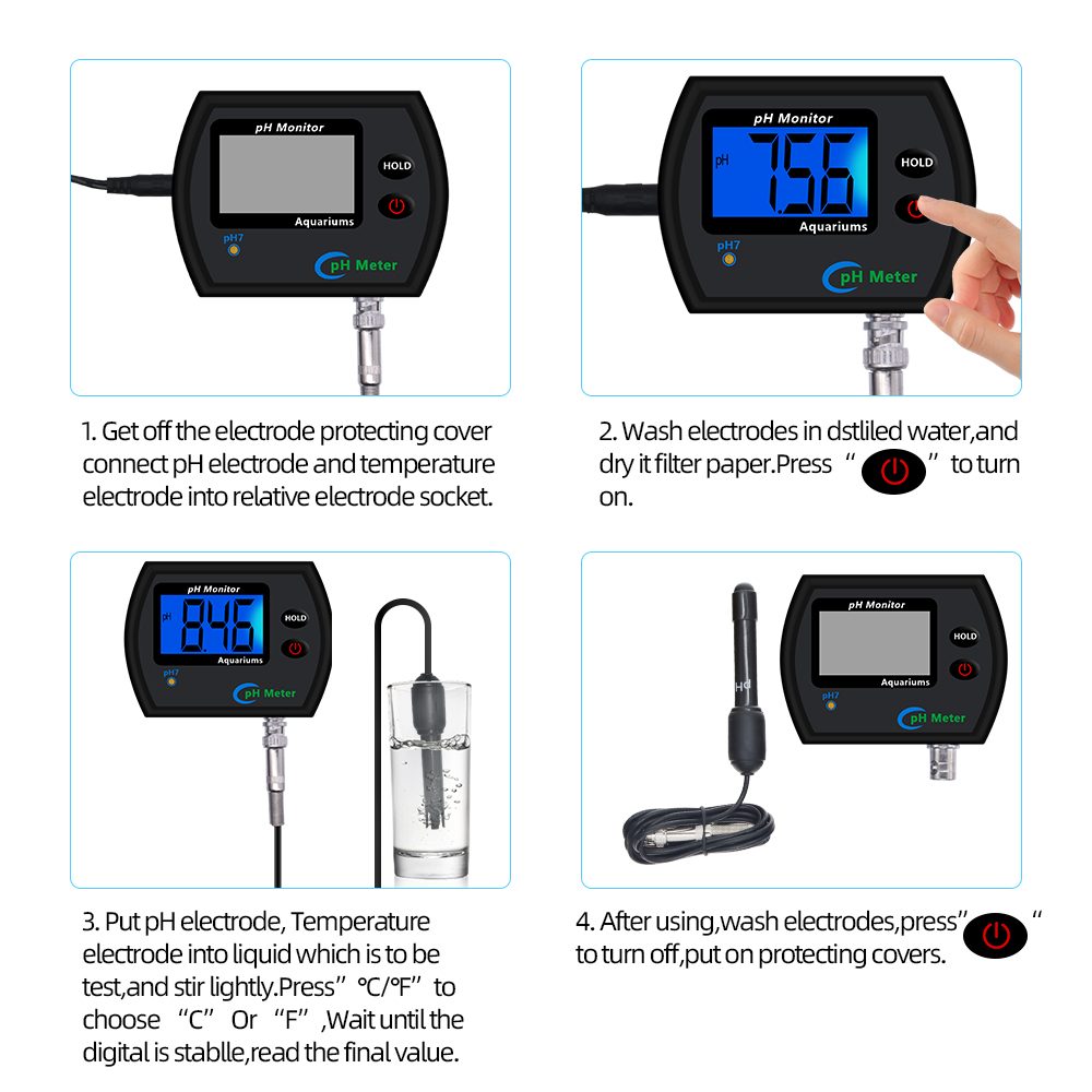 PH-метр Blue Bartlight Multi-Parameter Caffice Monitor Online PH Monitor Acidometer 0 ~ 14 для бассейнов аквариума