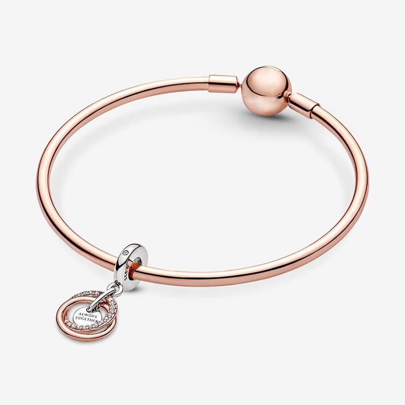 Семейный подвесной шарм Always Encircled Pandoras из стерлингового серебра 925 пробы, роскошный набор подвесок, изготовление браслетов, подвески из розового золота, дизайнерское ожерелье, кулон, оригинальная коробка