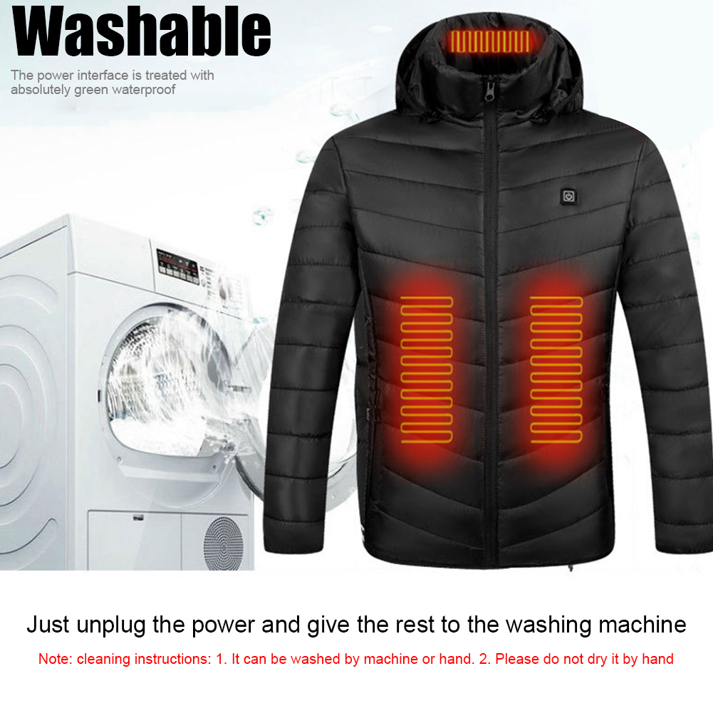 9 Areas USB Electric Heating Jacket Smart Thermostat Winter Warm Thermal Hooded Coats Waterproof Heated Clothing Warm Jackets