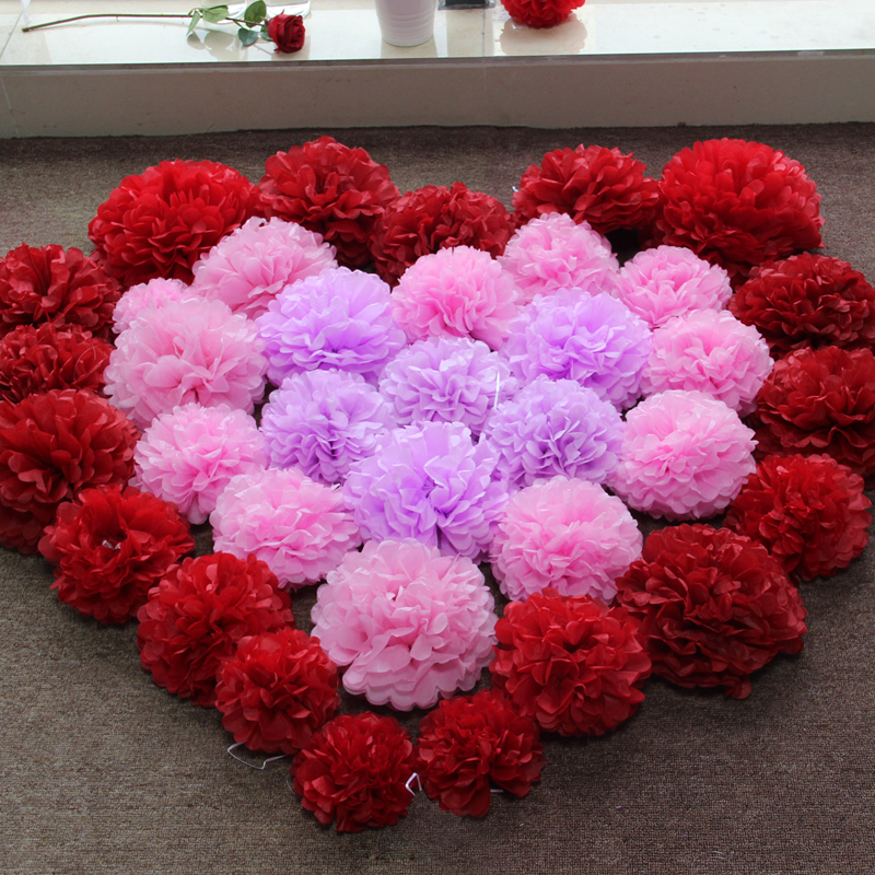 Quente 23 cores 4 polegadas 10 cm POPELO DE POMES POM POM POM PODOS OS BALLES DE FLORES ROSE BALLS GARLEAS DE CASAMENTO DOBRIL