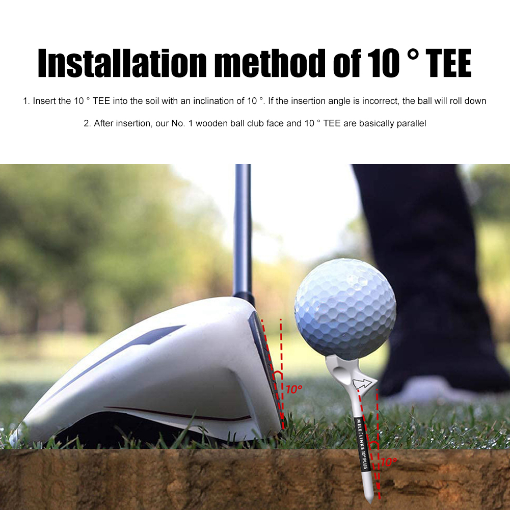 Tees de golf 10 ° Insert diagonal Hombique Golf Ball Augmente Speed Golf Teep Ball Tee avec emballage Accessoires de cadeaux de golf