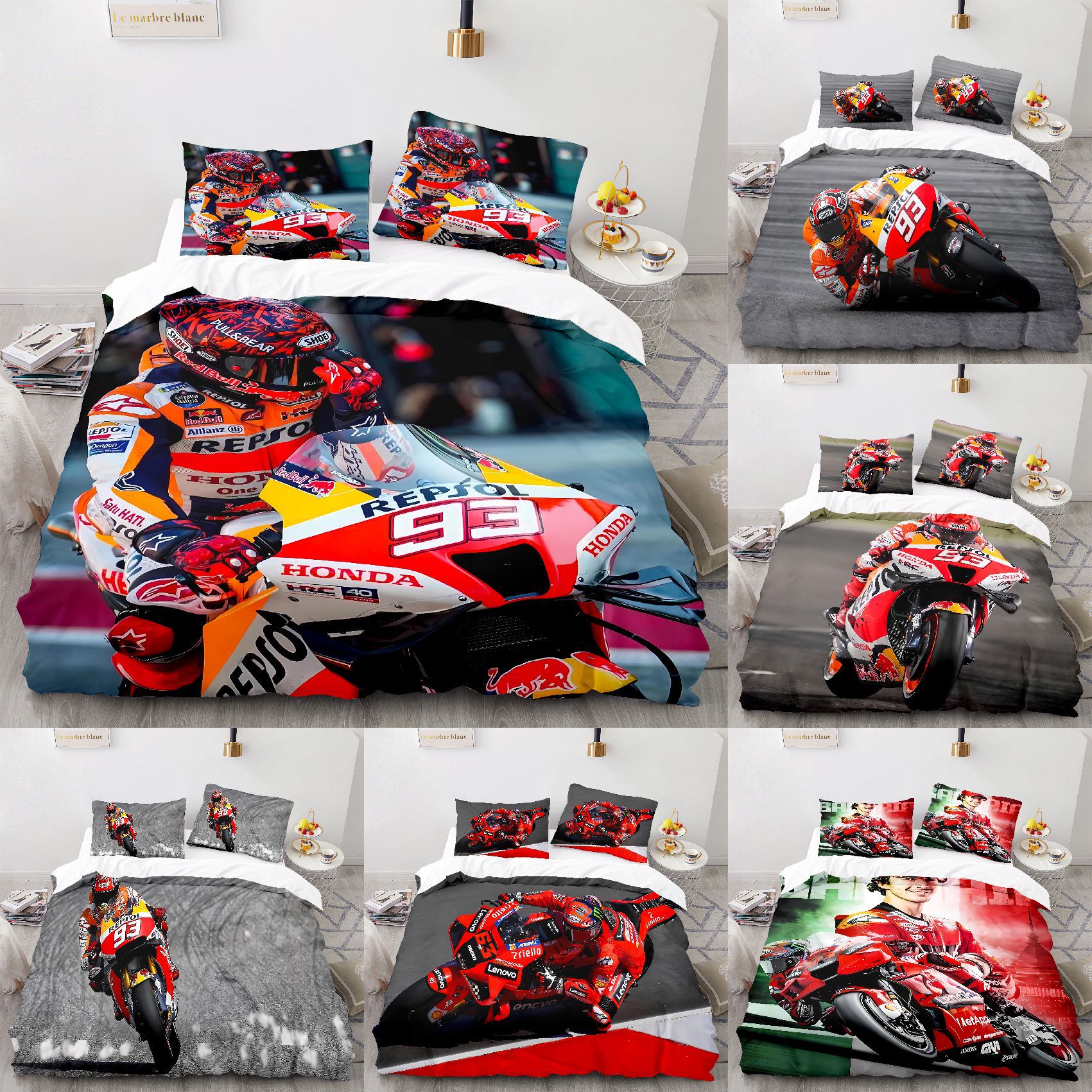 Marquez 93 litière set thewscases twin twin full queen king lit king lin 3d imprime marc marquez 93 couverture de couette ensemble pour adolescents adultes adultes