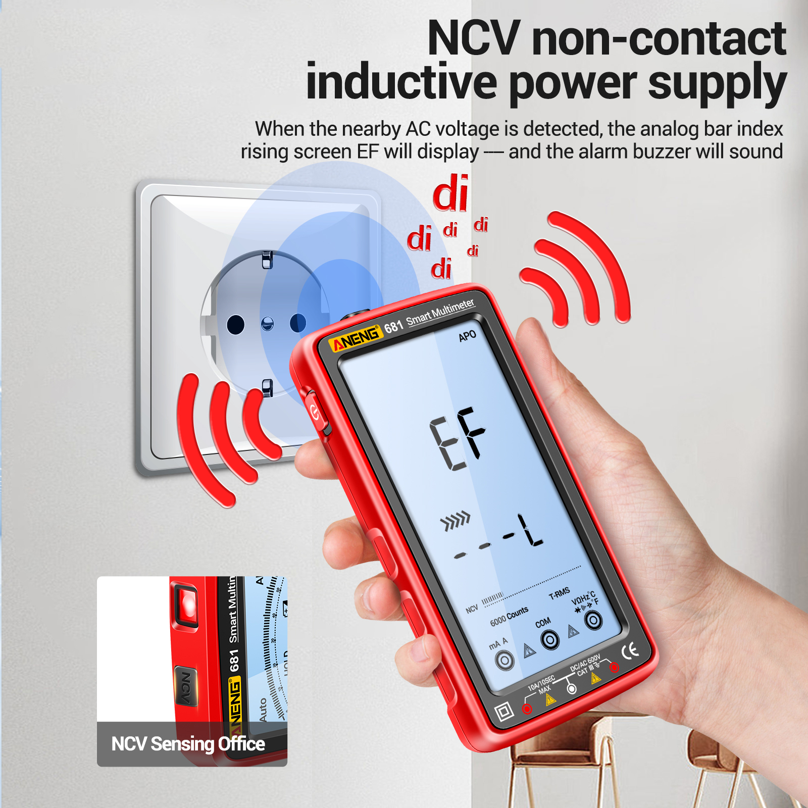 ANENG 681/682/683 6000 COMPTES Multimètre numérique Smart Anti-Burn Rechargeable Universal METER NCV Tester pour le courant de tension