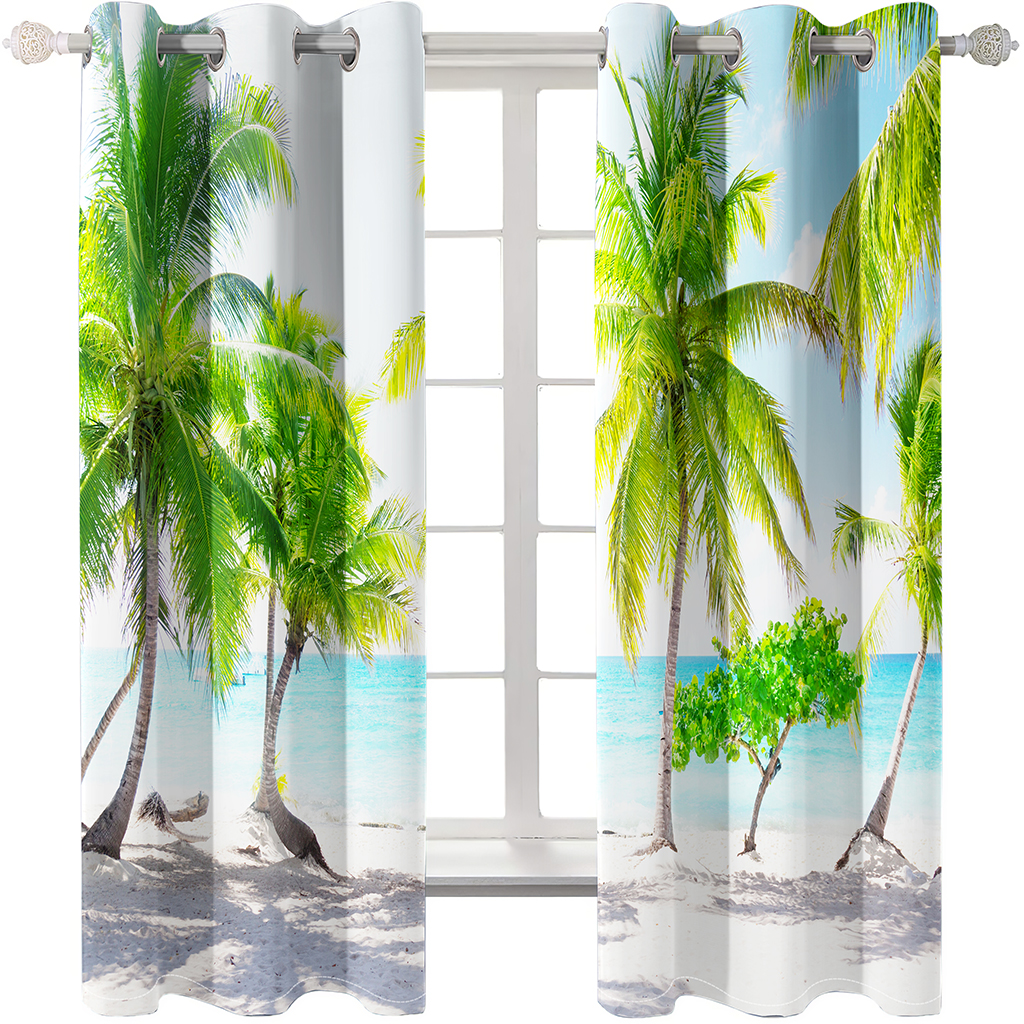 Cortina de chuveiro à prova d'água impressa em 3D Cortina de paisagem 3D cortina de praia Decoração de casa