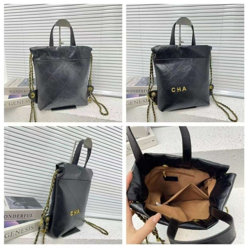 Bucket Bag Designer Classic Style New Lingge Chain Glossy Cowhide Backpack Bag Handheld Large Book Back