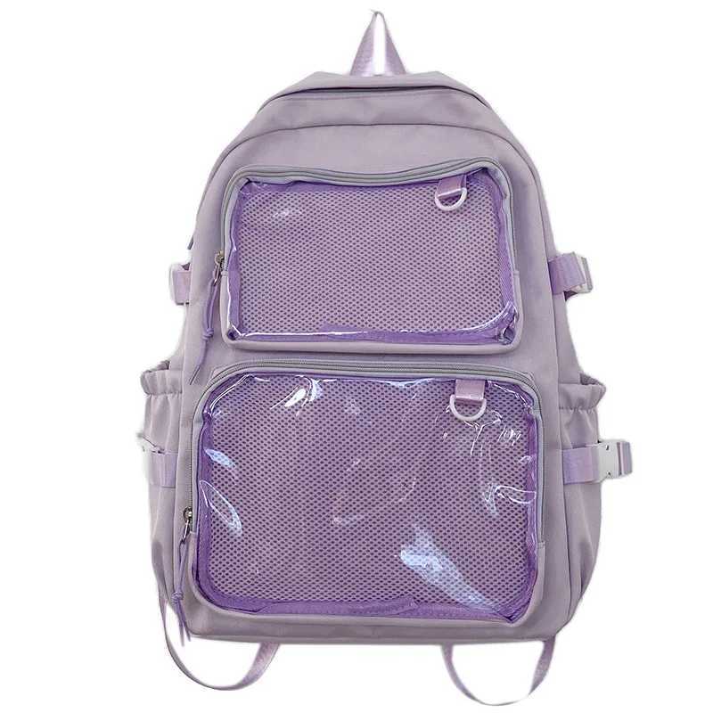 Zaini peluche y2k giapponese zaino con zaino trasparente tascag itabag pin bambolo backpack laptop mochilas ita bagl2405