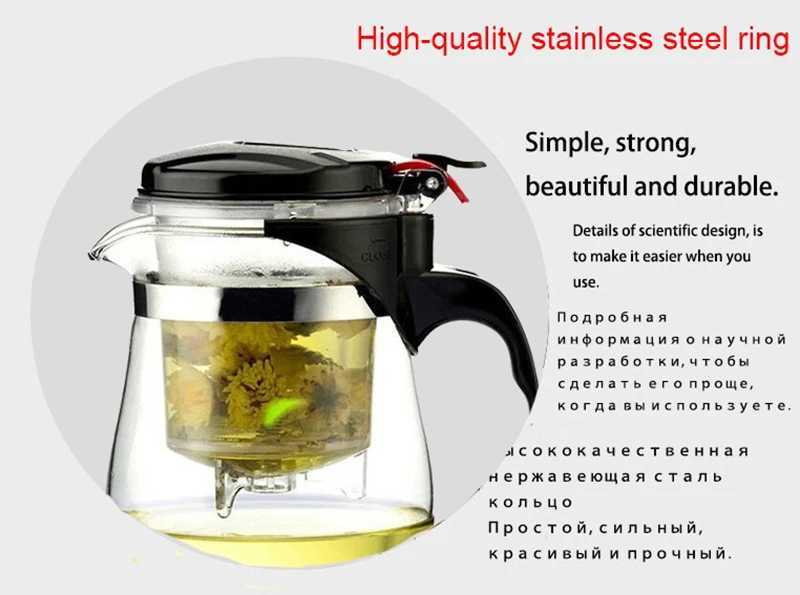 Thee -sets warmtebestendige glazen thee set 1Tea pot 6 theekopjes puer ketel thee infuser chinese kung fu theewear set warmtable theepot theeware