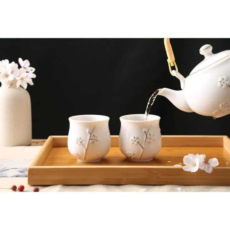 Zestawy herbaciarni japońskie piękne azjatyckie porcelanowe zestaw herbaty czarny z 1 czajniczką 6 filiżanek herbaty 1 taca herbaty 1 Infuzor ze stali nierdzewnej dla dorosłych