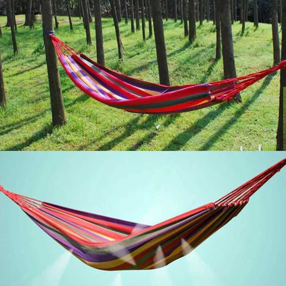 Hangmatten 1-2 persoon stof hangmat met boombanden 264lbs capaciteitsstreep gesuspendeerde swing 102x32 in voor buiten binnen met draagtas