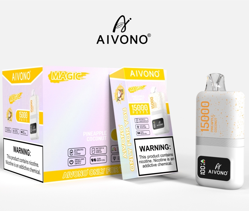 Aivono Original Aim Magic 15000 Elf Puffs Disposable Vape Vaper Pen Double Mesh Coil E Cigarettes 0% 2% 5% avec écran intelligent Affichage Geek Bar 15000