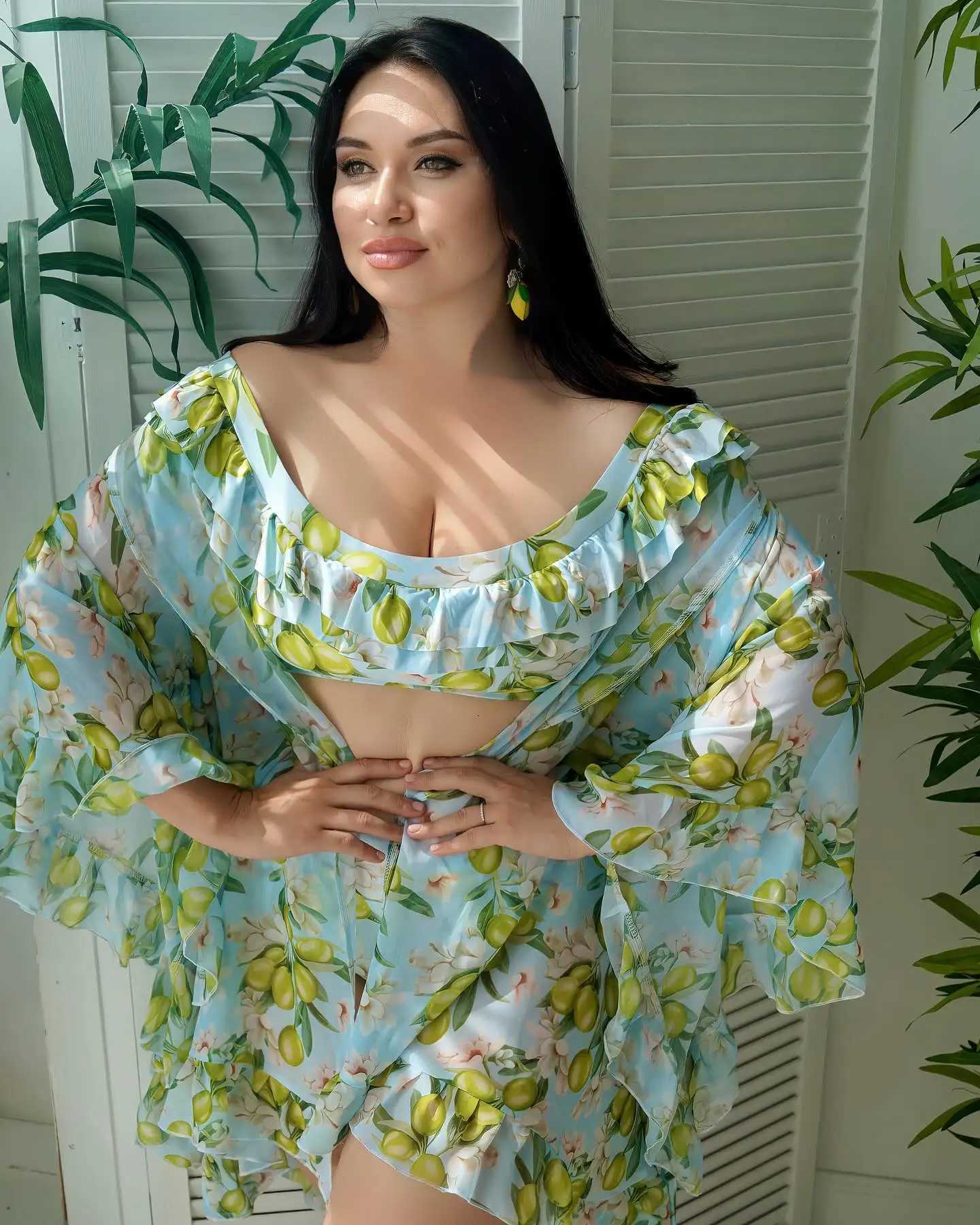 Frauen Badebekleidung 2024 Plus Size Print Badebode dreiteils Strand und Bikini One Schulter Badeanzug Strandbekleidung sexy Rüschen Badeanzug