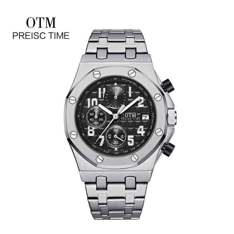 Montres montres aaa 2024 marchandise otm mens montre six broches quartz en acier inoxydable imperméable montre