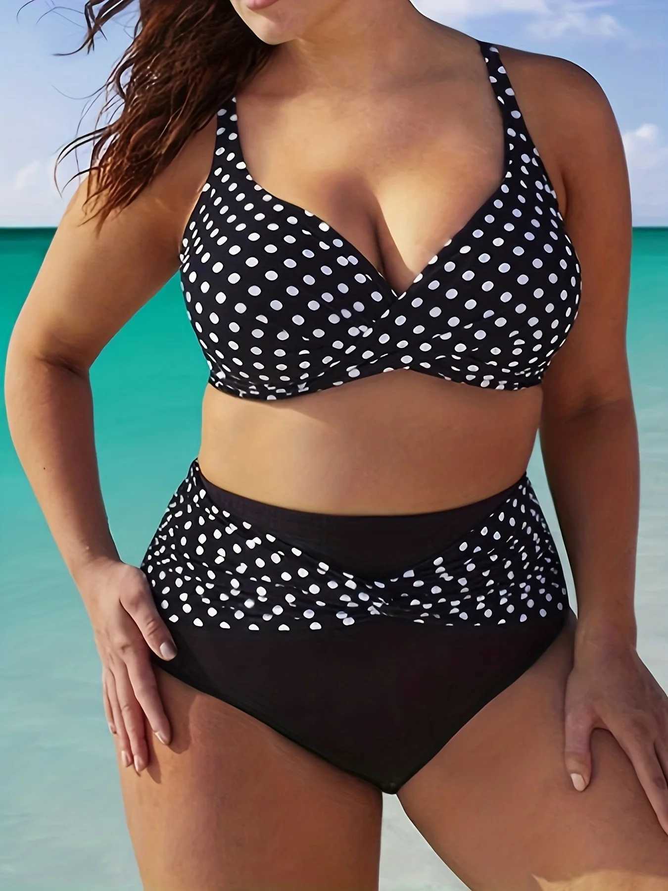 Swimwear Seauaul 2024 Nouveau bikini taille haute taille sexy et taille de taille de taille de taille de maillot de bain imprimé de maillots de bain en mail