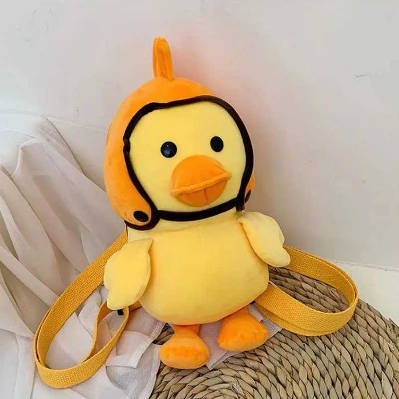 Plush Backpacks 33cm Little Yellow Duck Plush Backpack Kawaii Stuffed Animal Duck Bag Cartoon Cute Soft Book Bag Girl Childrens Day GiftL2405