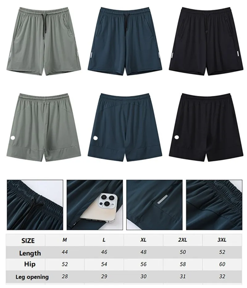 lu Men Cycling Sports Ice Silk Short Jogger Pant With Pocket Reflective Stripe Elastic Casual Running Gym Workout ll75