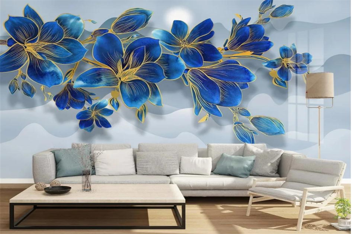 Custom Classic Papel de Parde Wallpaper handbemalte idyllische Pflanzen Blumen und Vögel Hintergrund Dekorative Malerei
