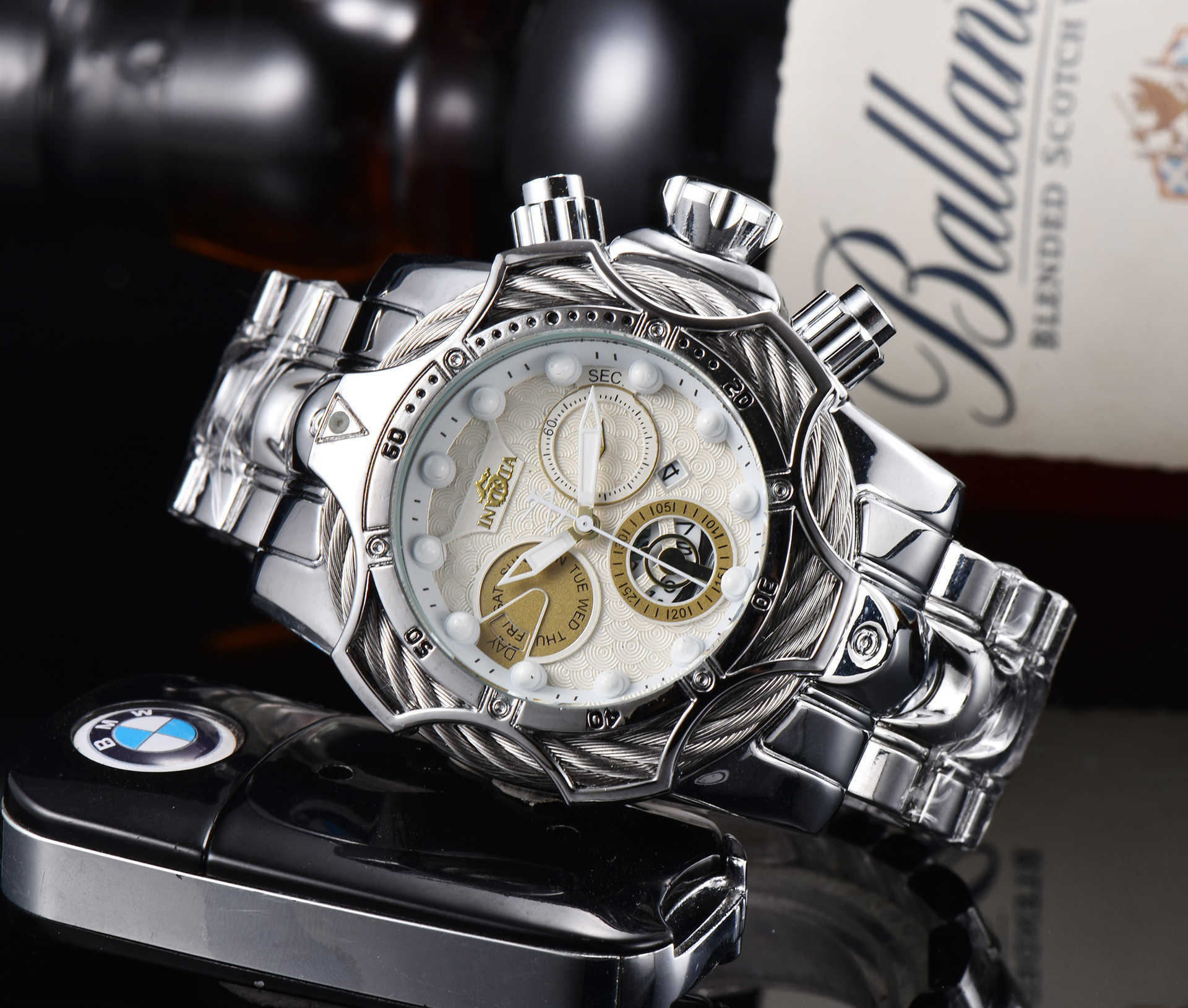 Montres Watchs AAA Invacta 2024 Mens Wire Rope Joker Steel Band Mens Quartz Watch Mens Watch