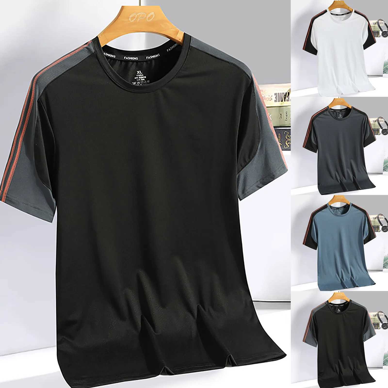 Erkekler T-Shirts Buz İpek Hızlı Kurutma T-shirt Erkek Düz T-Shirt Gevşek Sade T-Shirt Erkek Polyester Spandeks Gömlek Erkek T-Shirt V Neck Cottonl2405