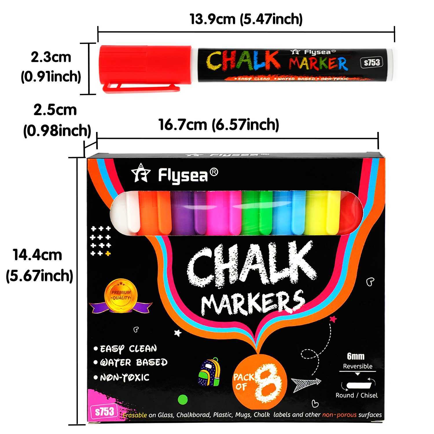 Markers 8 stuksvloeibare krijtmarkering Pennen Uitschikbare multi-kleuren fluorescerende LED Writing Board Glass Window Art 8-kleuren marker Pensl2405