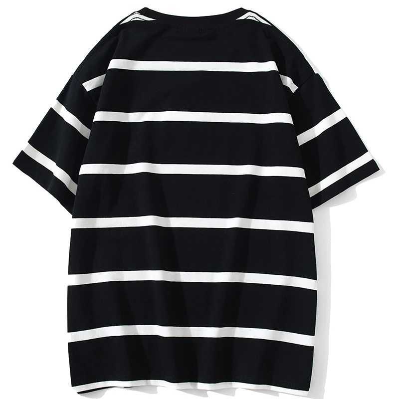 Herren-T-Shirts HISTREX Herren Striped T-Shirt 100% Baumwolle Sommer Vintage Crewneck Y2K extra großes T-Shirt Top Tee Womens 200Gl2405