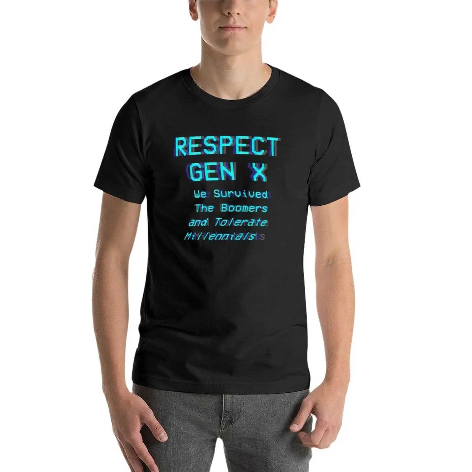 Herren-T-Shirts Respekt Gen X T-Shirt Hippie Kleidung kurzärmelig T-Shirt Cavai Clothing Mens Plain T-Shirtl2405