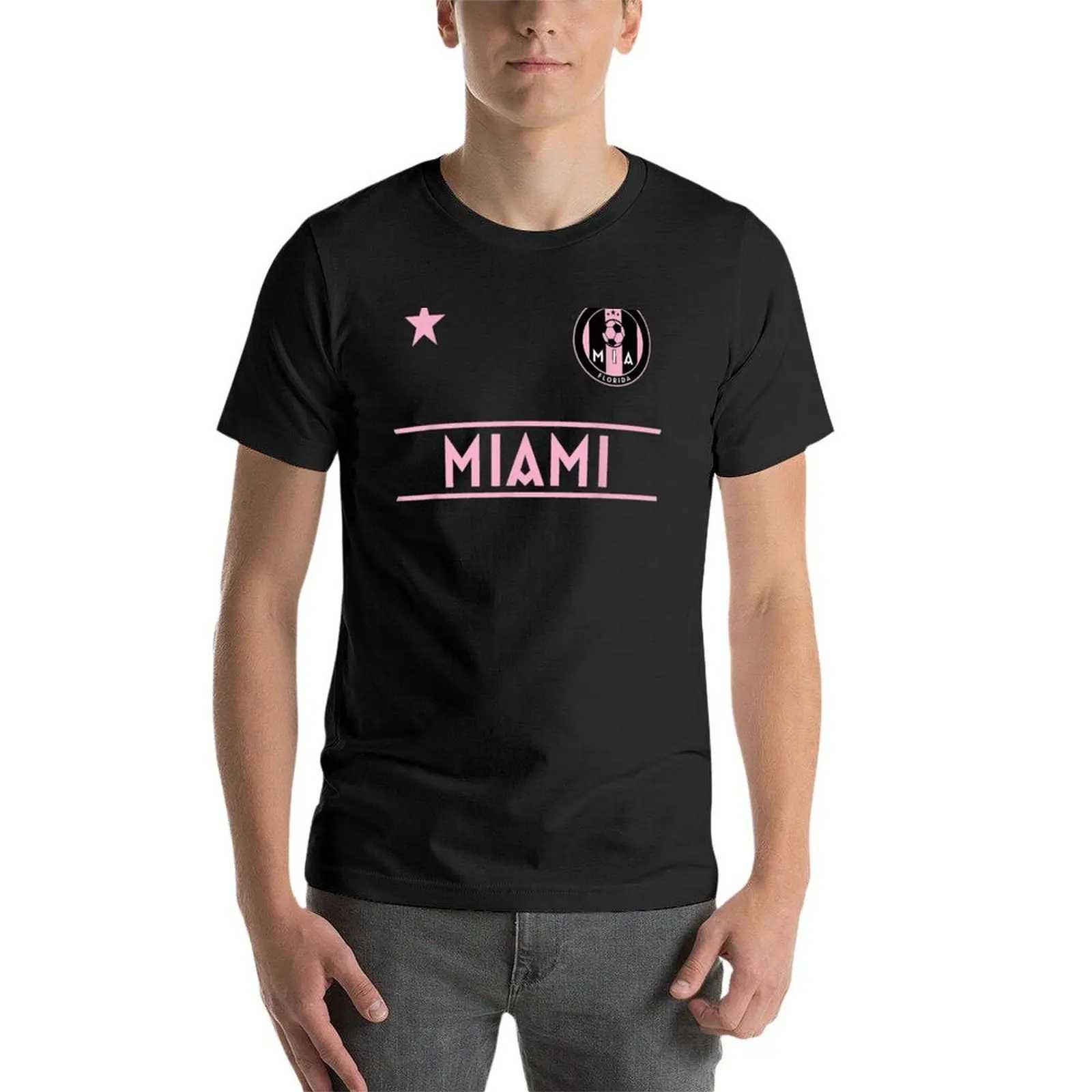 T-shirts masculins Miami Soccer Jersey Original Fan Design - Mini Badge T-shirt Cléments Big Anime T-shirt Solid Mensl2405