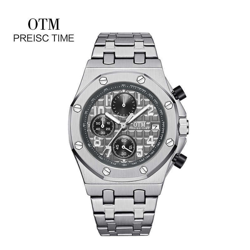 Montres montres aaa 2024 marchandise otm mens montre six broches quartz en acier inoxydable imperméable montre