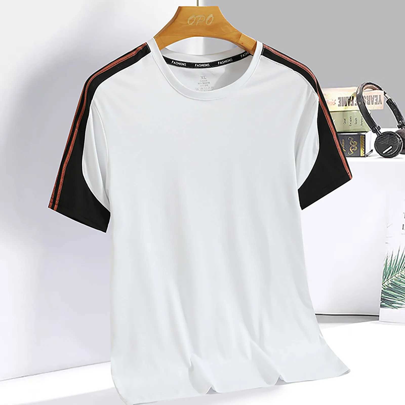 Erkekler T-Shirts Buz İpek Hızlı Kurutma T-shirt Erkek Düz T-Shirt Gevşek Sade T-Shirt Erkek Polyester Spandeks Gömlek Erkek T-Shirt V Neck Cottonl2405