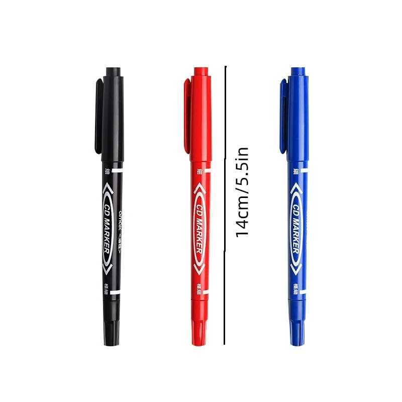Markers of double pointed permanent marker pens black/blue/red oil marker pens fine Nid marker ink drawing stationery school office suppliesL2405