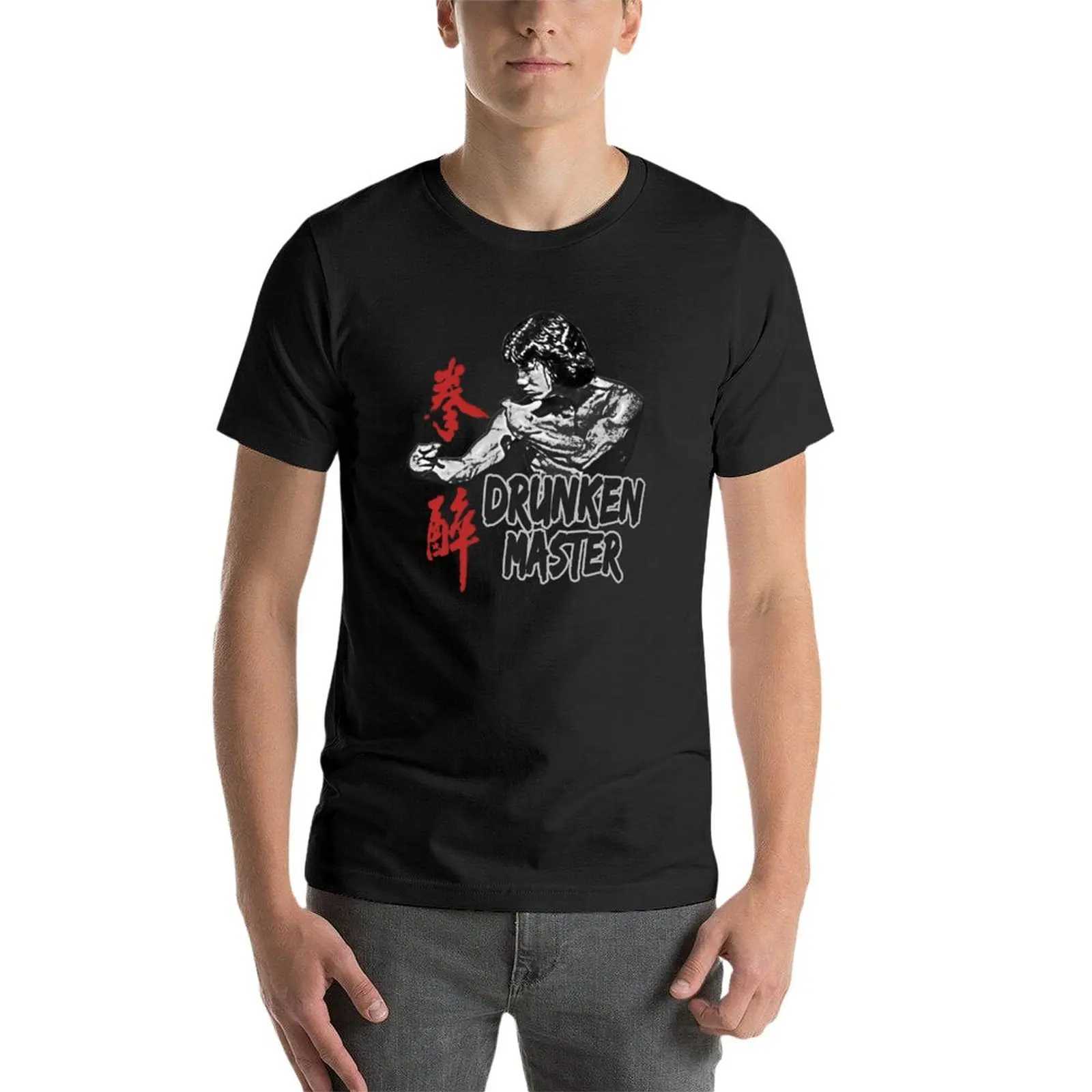 Erkek Tişörtleri Yeni Jackie Chan Sarhoş Usta Kung Fu Dövüş Sanatları Savaş Flat Desen T-Shirt Özelleştirilmiş Erkek Pamuk T-Shirtl2405