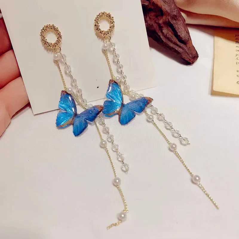 Lustre de lustre coreano Novo brinco de borda de borboleta doce para mulheres Sparkling Zircon Pearl Brincos de festa assimétricos