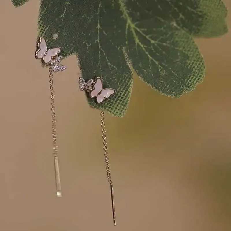 Bengelen kroonluchter zoete romantische vlinder vlinder Tassel oorlijn mode Koreaanse drop -oorbellen voor vrouwen nieuwe mode feestjuwelen accessoires
