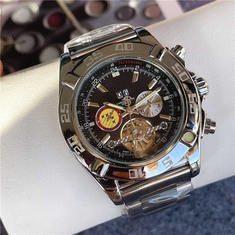 Relojes AAA Mens Watch Mechanical Watch Swiss New Big Flywheel Big Mechanical Watch Mechanical Business Steel Band Watch Mens Watch