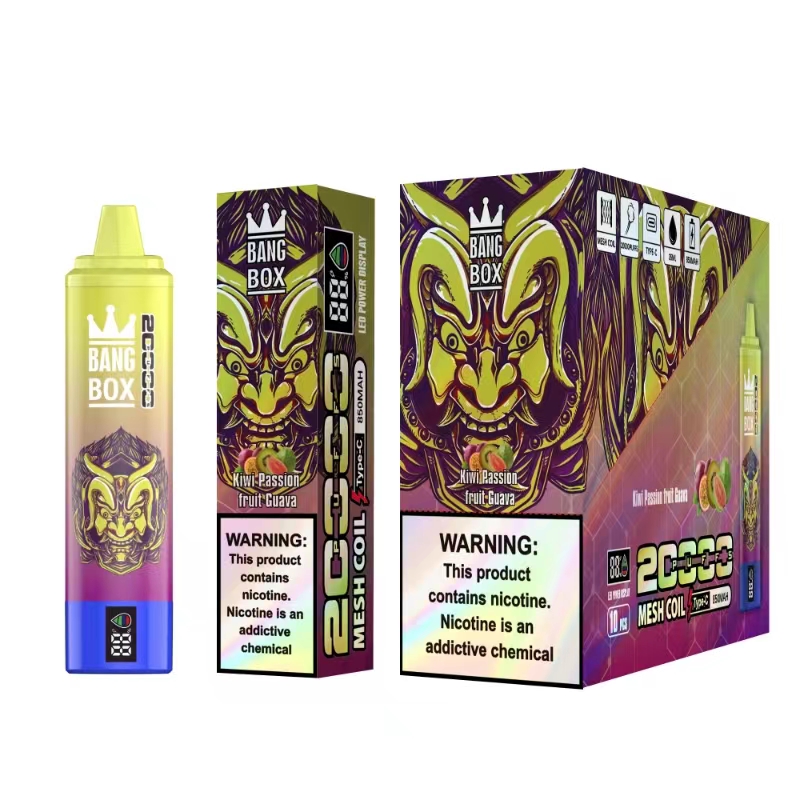 Bang Box 20000 Puffs Wegwerp vape puff 20k slim scherm vaper voorgevuld 26 ml e-vloeistof oplaadbare 850 mAh batterij mesh spiraal e sigaretten 12 smaken