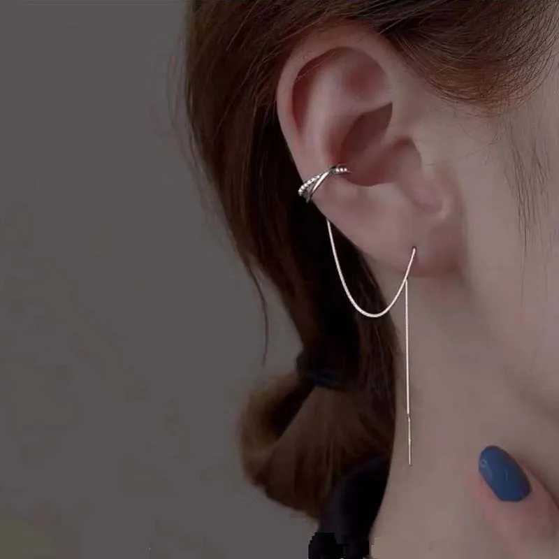 Charm Color de color Corte de color cruzado Pendientes para mujeres Rhinestones Simple Tasel Tasel Piercing Ear Pendieros Joyería