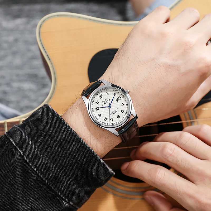 Muñecos de pulsera Mench Strap de cuero de moda Montre de Luxe Homme 2021 Nuevos productos más vendidos Dropshipping Erkek Saatleri Relogio D240430