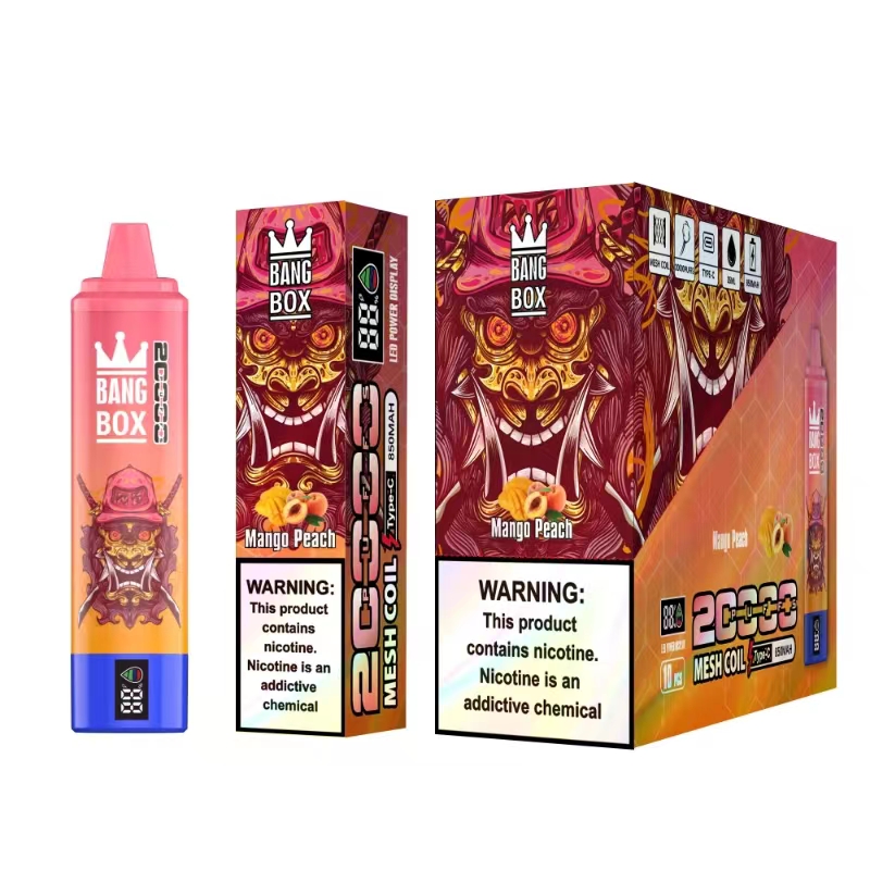 Bang Box 20000 Puffs Wegwerp vape puff 20k slim scherm vaper voorgevuld 26 ml e-vloeistof oplaadbare 850 mAh batterij mesh spiraal e sigaretten 12 smaken