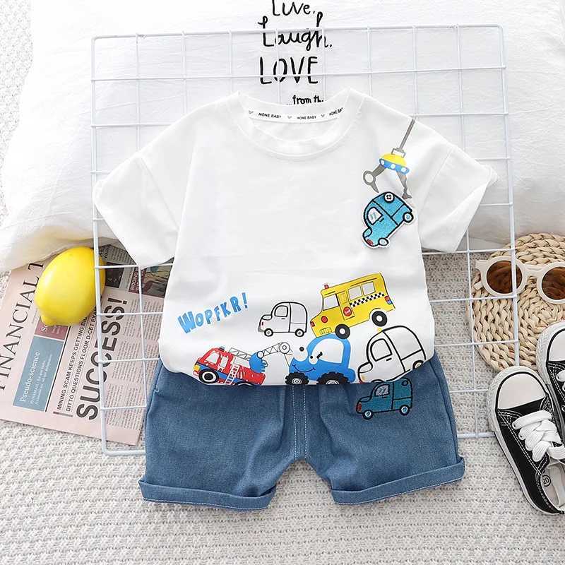 Clothing Sets New Toddler Baby Boys Clothing Sets Summer Cartoon Car Cotton T Shirt +Denim Shorts Kids Casual Infant Clothes Suits 1-5 Years