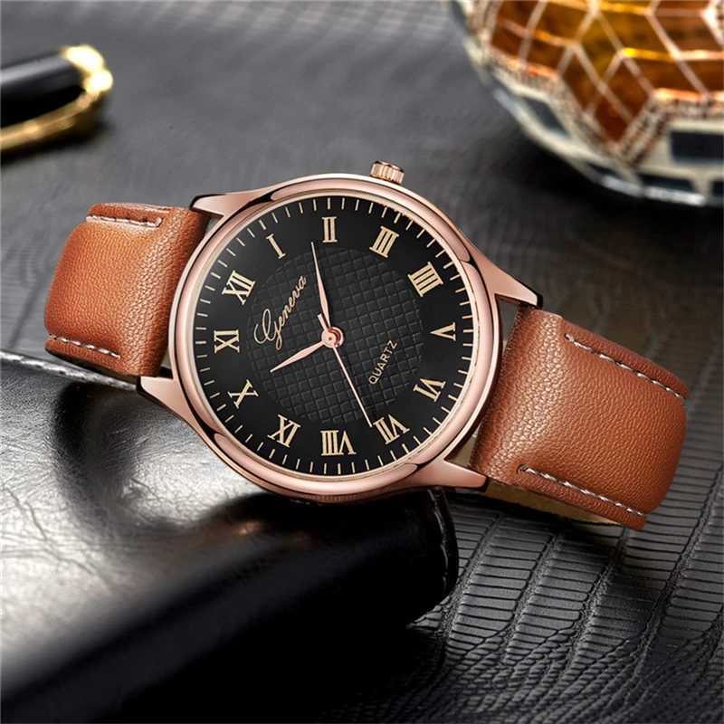 Polshorloges Modern Fashion Black Quartz Men Es Tide Leer Band Big Dial Mens Business Clock Drop Shipping Relojes Hombre D240430