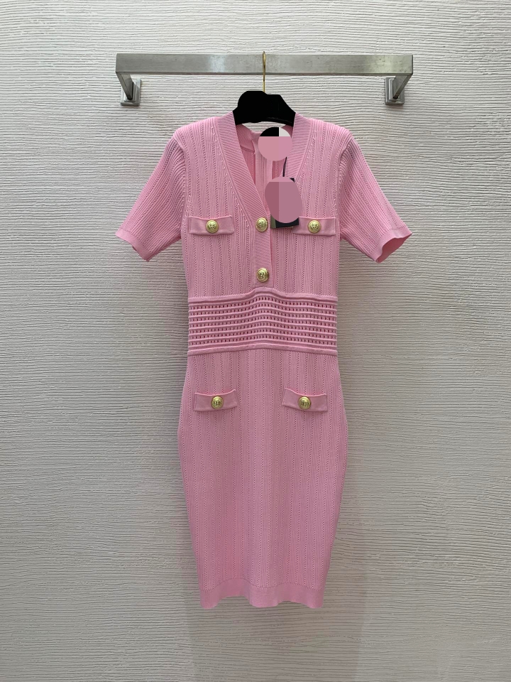 411 XL 2024 Milan Runway Dress Spring Summer Korte Mouw Zwart Wit Pink Jurken Damesjurk Mode Hoogwaardige G24043038