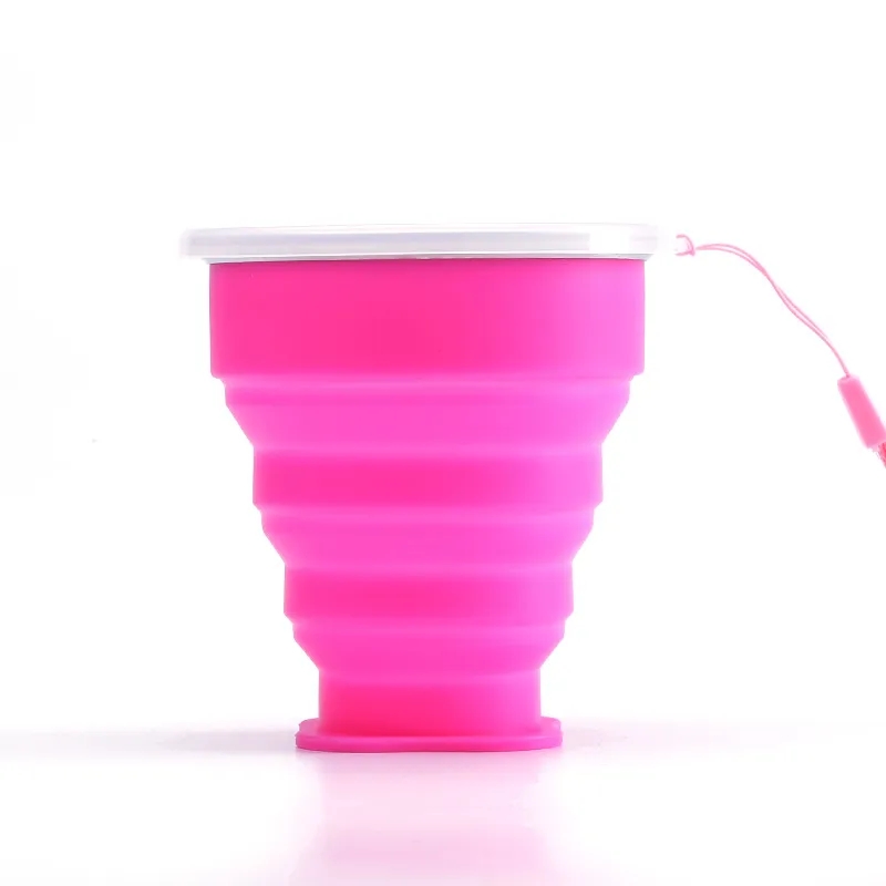 200ML Silicone Folding Cup Drinkware Multifunction Tumblers Retractable Outdoor Travel Camping Water Cups Mug With Lanyard 