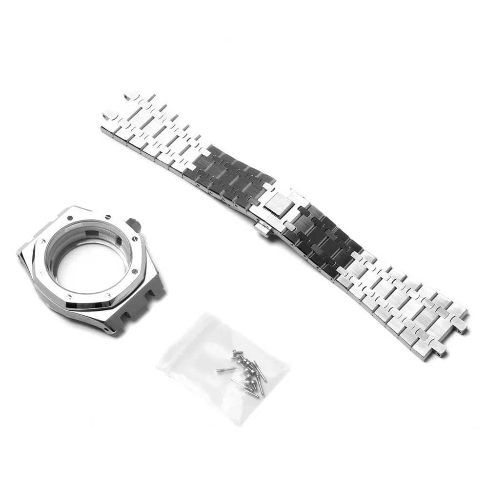 Watch Bands 41mm stainless steel sapphire glass casing strip for NH35 NH36 4R36 accessories Q240430