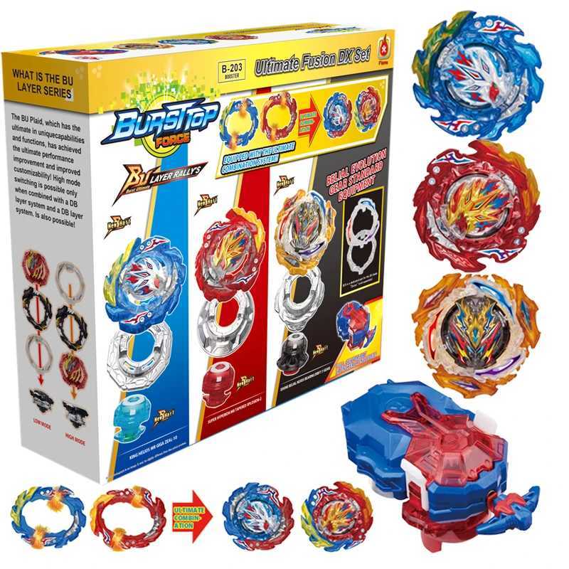 Box bac Beyblades 4D B-203 Ultimate Fusion DX DB Dynamite Battle B203 Top Spinning with Custom Launcher Kids Toys for Children Q240430